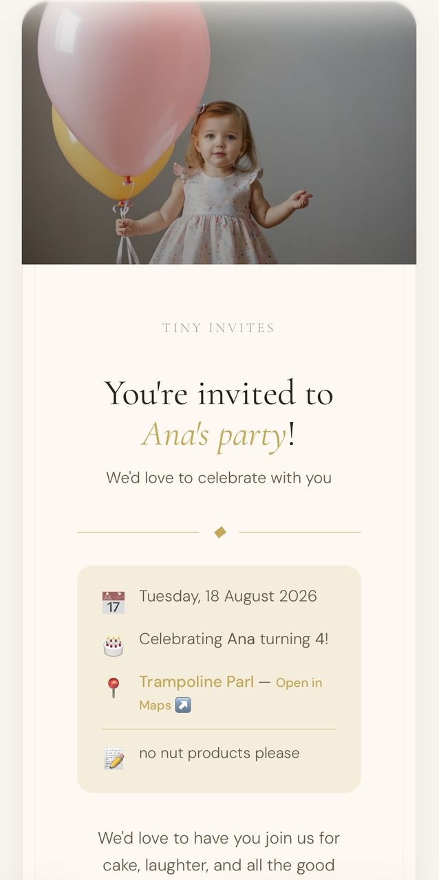 Daisy's party invite